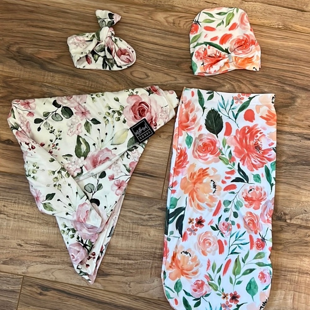 Itzy Ritzy & Milkmaid Goods Swaddle & Headband Sets. Girls Coming Home Outfit